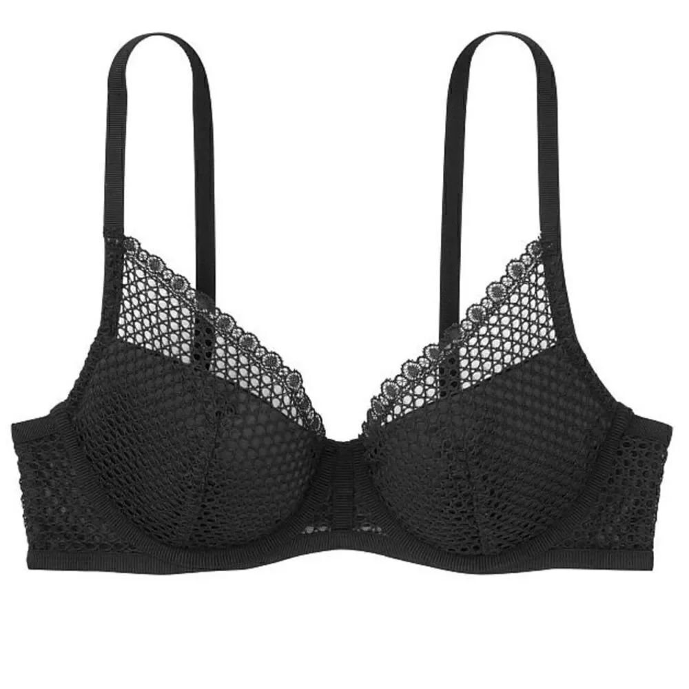 Victoria's Secret Luxe Lingerie Fishnet Black Lace Push-up Bra in the Size 36D